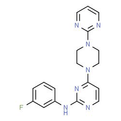 ChemSpider 2D Image | N-(3-Fluorophenyl)-4-[4-(2-pyrimidinyl)-1-piperazinyl]-2-pyrimidinamine | C18H18FN7