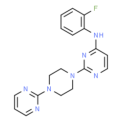 ChemSpider 2D Image | N-(2-Fluorophenyl)-2-[4-(2-pyrimidinyl)-1-piperazinyl]-4-pyrimidinamine | C18H18FN7