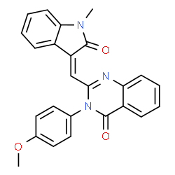 ChemSpider 2D Image | 3-(4-Methoxyphenyl)-2-[(Z)-(1-methyl-2-oxo-1,2-dihydro-3H-indol-3-ylidene)methyl]-4(3H)-quinazolinone | C25H19N3O3