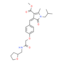 ChemSpider 2D Image | Methyl (4Z)-1-isobutyl-2-methyl-5-oxo-4-(4-{2-oxo-2-[(tetrahydro-2-furanylmethyl)amino]ethoxy}benzylidene)-4,5-dihydro-1H-pyrrole-3-carboxylate | C25H32N2O6