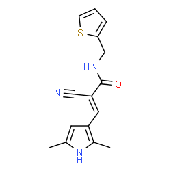 ChemSpider 2D Image | (2E)-2-Cyano-3-(2,5-dimethyl-1H-pyrrol-3-yl)-N-(2-thienylmethyl)acrylamide | C15H15N3OS