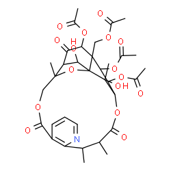ChemSpider 2D Image | 20-(Acetoxymethyl)-24,25-dihydroxy-3,13,14,25-tetramethyl-6,15,22-trioxo-2,5,16-trioxa-11-azapentacyclo[15.7.1.0~1,20~.0~3,23~.0~7,12~]pentacosa-7,9,11-triene-18,19,21-triyl triacetate | C34H41NO16