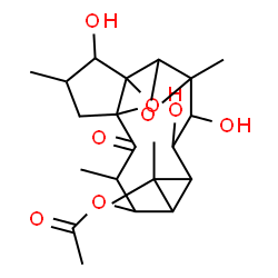 ChemSpider 2D Image | 5,6,16-Trihydroxy-4,8,8,11,15-pentamethyl-12-oxo-3,17-dioxapentacyclo[11.3.1.0~1,13~.0~2,4~.0~7,9~]heptadec-10-yl acetate | C22H32O8