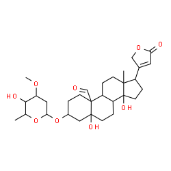 ChemSpider 2D Image | 3-[(2,6-Dideoxy-3-O-methylhexopyranosyl)oxy]-5,14-dihydroxy-19-oxocard-20(22)-enolide | C30H44O9