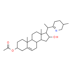 ChemSpider 2D Image | 16-Hydroxy-17-[1-(5-methyl-3,4,5,6-tetrahydro-2-pyridinyl)ethyl]androst-5-en-3-yl acetate | C29H45NO3