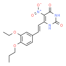 ChemSpider 2D Image | 6-[(E)-2-(3-Ethoxy-4-propoxyphenyl)vinyl]-5-nitro-2,4(1H,3H)-pyrimidinedione | C17H19N3O6
