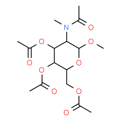 ChemSpider 2D Image | Methyl 3,4,6-tri-O-acetyl-2-[acetyl(methyl)amino]-2-deoxyhexopyranoside | C16H25NO9