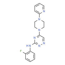 ChemSpider 2D Image | N-(2-Fluorophenyl)-5-[4-(2-pyridinyl)-1-piperazinyl]-1,2,4-triazin-3-amine | C18H18FN7