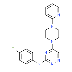 ChemSpider 2D Image | N-(4-Fluorophenyl)-5-[4-(2-pyridinyl)-1-piperazinyl]-1,2,4-triazin-3-amine | C18H18FN7