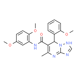 ChemSpider 2D Image | N-(2,5-Dimethoxyphenyl)-7-(2-methoxyphenyl)-5-methyl-1,7-dihydro[1,2,4]triazolo[1,5-a]pyrimidine-6-carboxamide | C22H23N5O4