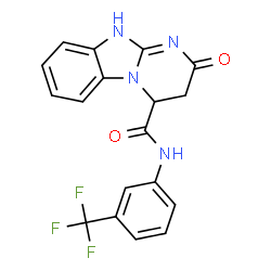ChemSpider 2D Image | 2-Oxo-N-[3-(trifluoromethyl)phenyl]-2,3,4,10-tetrahydropyrimido[1,2-a]benzimidazole-4-carboxamide | C18H13F3N4O2