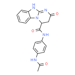 ChemSpider 2D Image | N-(4-Acetamidophenyl)-2-oxo-2,3,4,10-tetrahydropyrimido[1,2-a]benzimidazole-4-carboxamide | C19H17N5O3