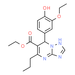 ChemSpider 2D Image | Ethyl 7-(3-ethoxy-4-hydroxyphenyl)-5-propyl-1,7-dihydro[1,2,4]triazolo[1,5-a]pyrimidine-6-carboxylate | C19H24N4O4