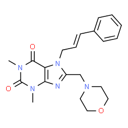 ChemSpider 2D Image | 1,3-Dimethyl-8-(4-morpholinylmethyl)-7-[(2E)-3-phenyl-2-propen-1-yl]-3,7-dihydro-1H-purine-2,6-dione | C21H25N5O3