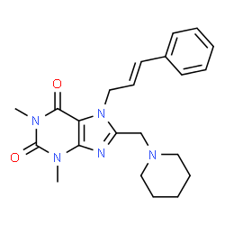 ChemSpider 2D Image | 1,3-Dimethyl-7-[(2E)-3-phenyl-2-propen-1-yl]-8-(1-piperidinylmethyl)-3,7-dihydro-1H-purine-2,6-dione | C22H27N5O2