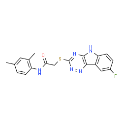 ChemSpider 2D Image | N-(2,4-Dimethylphenyl)-2-[(8-fluoro-5H-[1,2,4]triazino[5,6-b]indol-3-yl)sulfanyl]acetamide | C19H16FN5OS