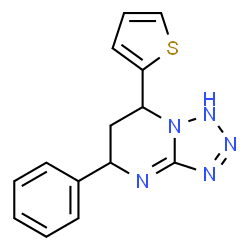 ChemSpider 2D Image | 5-Phenyl-7-(2-thienyl)-1,5,6,7-tetrahydrotetrazolo[1,5-a]pyrimidine | C14H13N5S