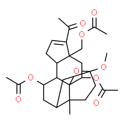 ChemSpider 2D Image | 3-Methoxy-20-oxo-3,9-epoxypregn-16-ene-7,11,18-triyl triacetate | C28H38O9