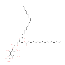 ChemSpider 2D Image | (2R)-1-[(Hydroxy{[(1S,5R)-2,3,4,6-tetrahydroxy-5-(phosphonooxy)cyclohexyl]oxy}phosphoryl)oxy]-3-(palmitoyloxy)-2-propanyl (9Z)-9-octadecenoate | C43H82O16P2