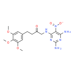 ChemSpider 2D Image | 1-[(2,6-Diamino-5-nitro-4-pyrimidinyl)amino]-4-(3,4,5-trimethoxyphenyl)-2-butanone | C17H22N6O6