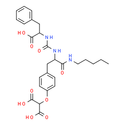 ChemSpider 2D Image | {4-[2-{[(1-Carboxy-2-phenylethyl)carbamoyl]amino}-3-oxo-3-(pentylamino)propyl]phenoxy}malonic acid | C27H33N3O9