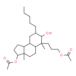 ChemSpider 2D Image | 3-(3-Acetoxy-7-hydroxy-3a,6-dimethyl-8-pentyldodecahydro-1H-cyclopenta[a]naphthalen-6-yl)propyl acetate | C27H46O5