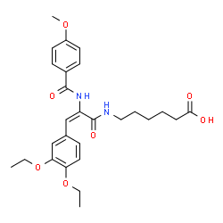ChemSpider 2D Image | 6-({(2E)-3-(3,4-Diethoxyphenyl)-2-[(4-methoxybenzoyl)amino]-2-propenoyl}amino)hexanoic acid | C27H34N2O7