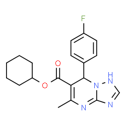 ChemSpider 2D Image | Cyclohexyl 7-(4-fluorophenyl)-5-methyl-1,7-dihydro[1,2,4]triazolo[1,5-a]pyrimidine-6-carboxylate | C19H21FN4O2
