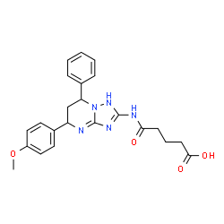 ChemSpider 2D Image | 5-{[5-(4-Methoxyphenyl)-7-phenyl-1,5,6,7-tetrahydro[1,2,4]triazolo[1,5-a]pyrimidin-2-yl]amino}-5-oxopentanoic acid | C23H25N5O4