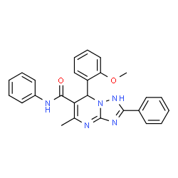 ChemSpider 2D Image | 7-(2-Methoxyphenyl)-5-methyl-N,2-diphenyl-1,7-dihydro[1,2,4]triazolo[1,5-a]pyrimidine-6-carboxamide | C26H23N5O2