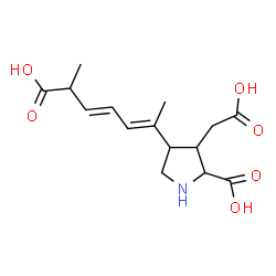 ChemSpider 2D Image | 4-[(2E,4E)-6-Carboxy-2,4-heptadien-2-yl]-3-(carboxymethyl)proline | C15H21NO6