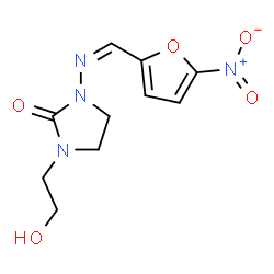 ChemSpider 2D Image | 1-(2-Hydroxyethyl)-3-{(Z)-[(5-nitro-2-furyl)methylene]amino}-2-imidazolidinone | C10H12N4O5