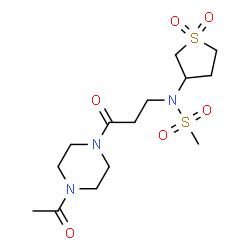 ChemSpider 2D Image | N-[3-(4-Acetyl-1-piperazinyl)-3-oxopropyl]-N-(1,1-dioxidotetrahydro-3-thiophenyl)methanesulfonamide | C14H25N3O6S2