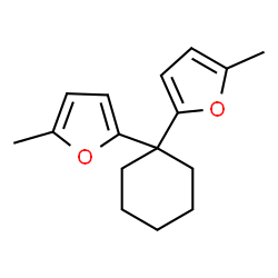 ChemSpider 2D Image | Cyclohexane, 1,1-bis(5-methyl-2-furyl)- | C16H20O2