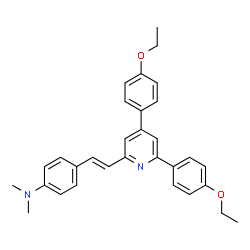ChemSpider 2D Image | 4-{(E)-2-[4,6-Bis(4-ethoxyphenyl)-2-pyridinyl]vinyl}-N,N-dimethylaniline | C31H32N2O2
