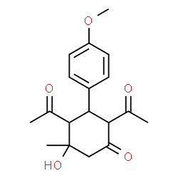 ChemSpider 2D Image | 2,4-Diacetyl-5-hydroxy-3-(4-methoxyphenyl)-5-methylcyclohexanone | C18H22O5