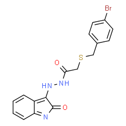 ChemSpider 2D Image | 2-[(4-Bromobenzyl)sulfanyl]-N'-(2-oxo-2H-indol-3-yl)acetohydrazide | C17H14BrN3O2S