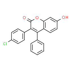 ChemSpider 2D Image | 3-(4-Chlorophenyl)-7-hydroxy-4-phenyl-2H-chromen-2-one | C21H13ClO3