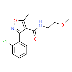 ChemSpider 2D Image | 3-(2-Chlorophenyl)-N-(2-methoxyethyl)-5-methyl-1,2-oxazole-4-carboxamide | C14H15ClN2O3