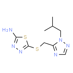 ChemSpider 2D Image | 5-{[(1-Isobutyl-1H-1,2,4-triazol-5-yl)methyl]sulfanyl}-1,3,4-thiadiazol-2-amine | C9H14N6S2