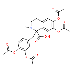 ChemSpider 2D Image | 6,7-Diacetoxy-1-(3,4-diacetoxybenzyl)-2-methyl-1,2,3,4-tetrahydro-1-isoquinolinecarboxylic acid | C26H27NO10