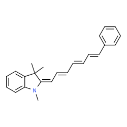 ChemSpider 2D Image | (2E)-1,3,3-Trimethyl-2-[(2E,4E,6E)-7-phenyl-2,4,6-heptatrien-1-ylidene]indoline | C24H25N