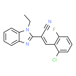 ChemSpider 2D Image | (2E)-3-(2-Chloro-6-fluorophenyl)-2-(1-ethyl-1H-benzimidazol-2-yl)acrylonitrile | C18H13ClFN3