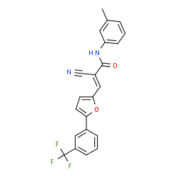 ChemSpider 2D Image | (2E)-2-Cyano-N-(3-methylphenyl)-3-{5-[3-(trifluoromethyl)phenyl]-2-furyl}acrylamide | C22H15F3N2O2