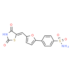 ChemSpider 2D Image | 4-{5-[(Z)-(2,4-Dioxo-1,3-thiazolidin-5-ylidene)methyl]-2-furyl}benzenesulfonamide | C14H10N2O5S2