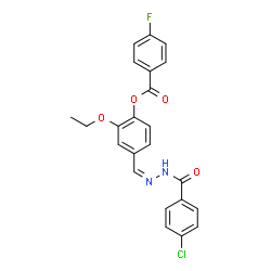 ChemSpider 2D Image | 4-{(Z)-[(4-Chlorobenzoyl)hydrazono]methyl}-2-ethoxyphenyl 4-fluorobenzoate | C23H18ClFN2O4
