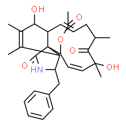 ChemSpider 2D Image | (7E,13Z)-3-Benzyl-6,12-dihydroxy-4,5,10,12-tetramethyl-1,11-dioxo-2,3,3a,6,6a,9,10,11,12,15-decahydro-1H-cycloundeca[d]isoindol-15-yl acetate | C30H37NO6