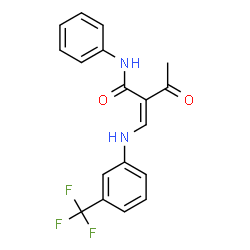 ChemSpider 2D Image | (2Z)-3-Oxo-N-phenyl-2-({[3-(trifluoromethyl)phenyl]amino}methylene)butanamide | C18H15F3N2O2