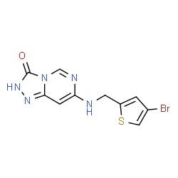 ChemSpider 2D Image | 7-{[(4-Bromo-2-thienyl)methyl]amino}[1,2,4]triazolo[4,3-c]pyrimidin-3(2H)-one | C10H8BrN5OS