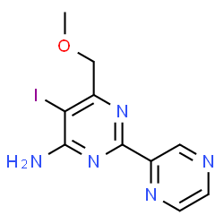 ChemSpider 2D Image | 5-Iodo-6-(methoxymethyl)-2-(2-pyrazinyl)-4-pyrimidinamine | C10H10IN5O